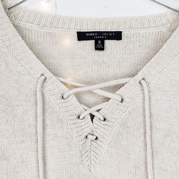 Romeo & Juliet Lace Up V Neck Sweater Small - Picture 3 of 9